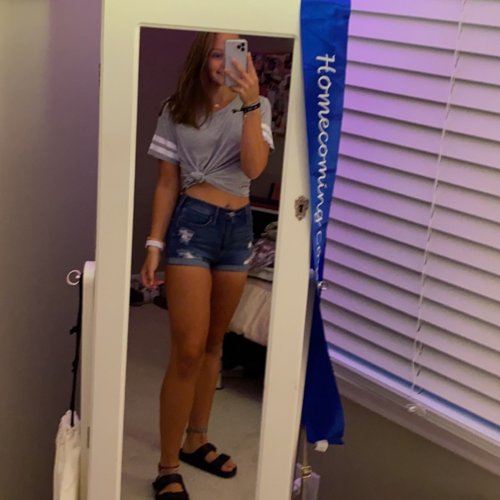 AEO Soft and Sexy t shirt grey w white stripe